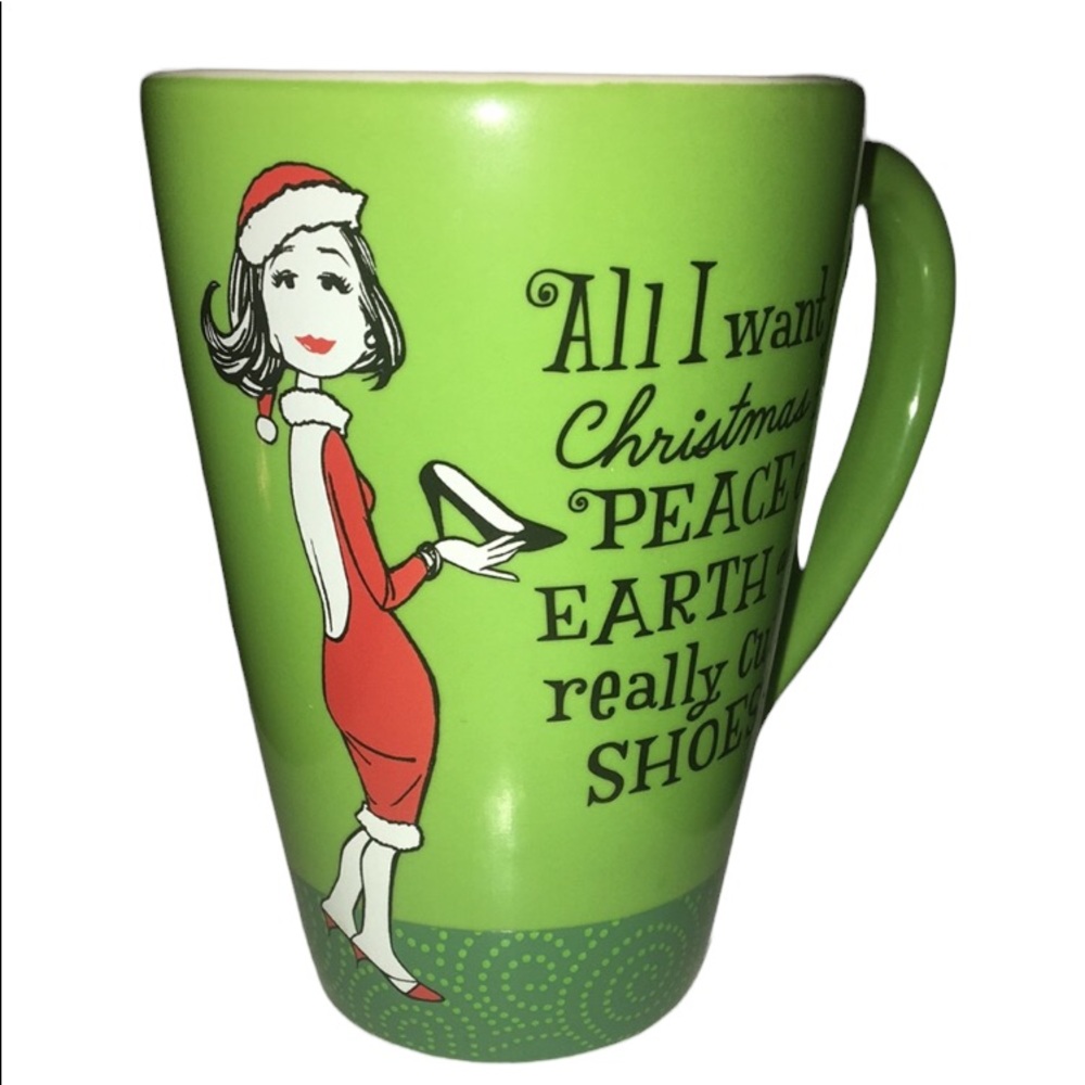 Hmk coffee mug All I want for Christmas is Peace on Earth and really cute Shoes
